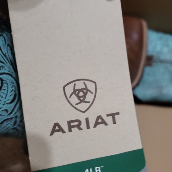 Women Ariat Round Up Wide Square Toe Beduino Brown Turquoise Floral Embossed 9.5 - Picture 12 of 15